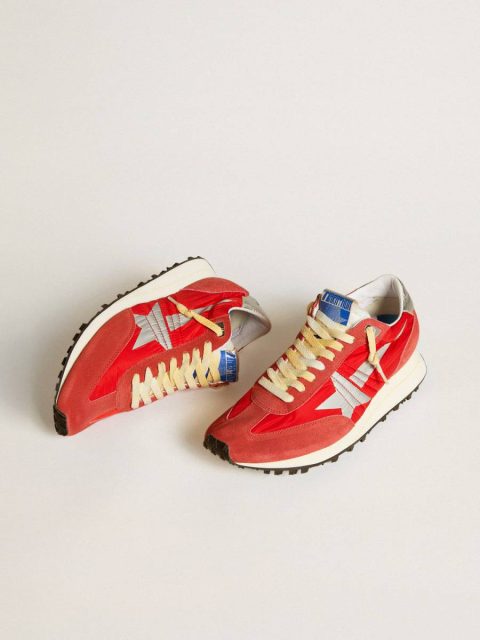 Golden Goose Men’s Marathon With Red Nylon Upper And Silver Star Men Marathon - Image 2
