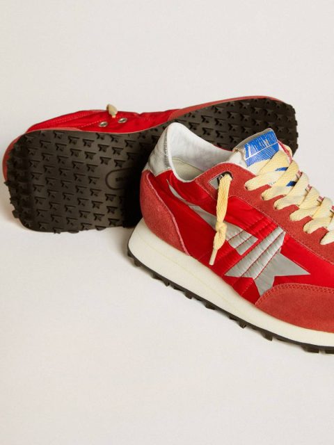 Golden Goose Men’s Marathon With Red Nylon Upper And Silver Star Men Marathon - Image 4