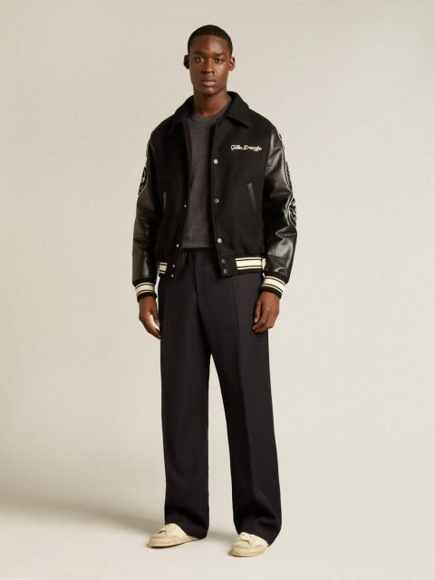 Golden Goose Men's Round-Neck Sweater In Dark Gray Mélange Wool Knitwear Dark Gray Melange Men - Image 3