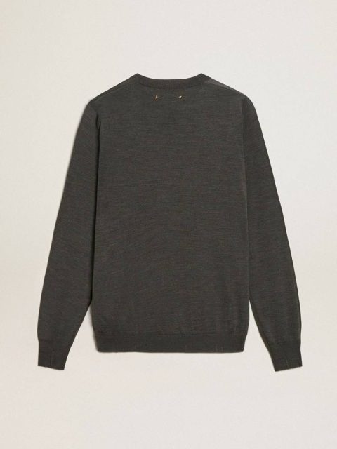 Golden Goose Men's Round-Neck Sweater In Dark Gray Mélange Wool Knitwear Dark Gray Melange Men - Image 5