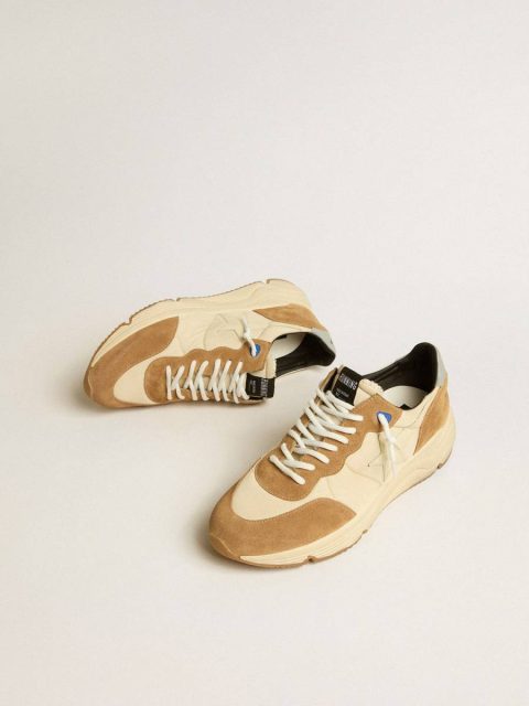 Golden Goose Men's Running Sole In Ivory Nylon And Tobacco Suede Running Sole Men - Image 2