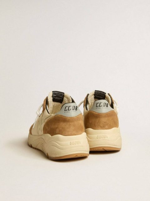 Golden Goose Men's Running Sole In Ivory Nylon And Tobacco Suede Running Sole Men - Image 4