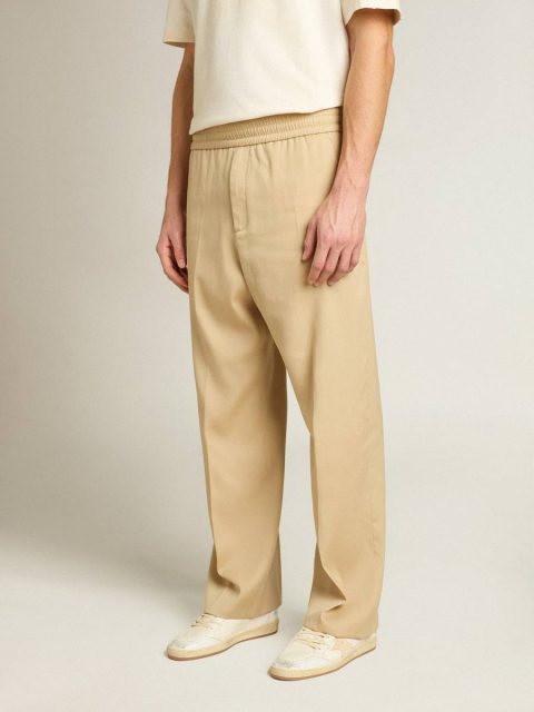 Golden Goose Men’s Sand-Colored Joggers With Pocket On The Back Men Sand Jeans & Pants - Image 2