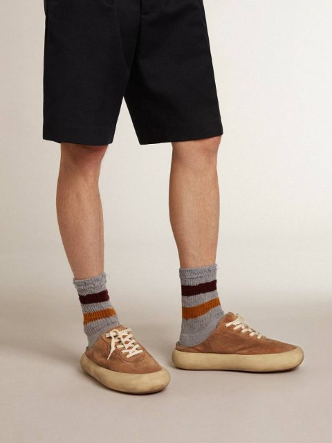 Golden Goose Men's Space-Star Sabots In Tobacco Suede With Perforated Star Men Space-Star - Image 3