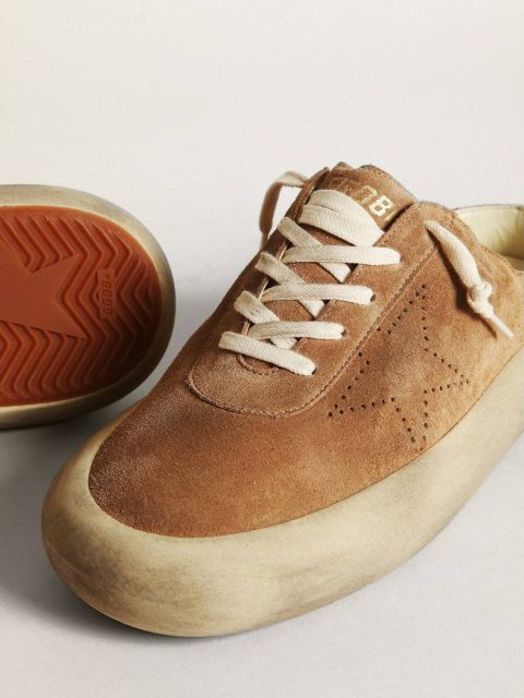 Golden Goose Men's Space-Star Sabots In Tobacco Suede With Perforated Star Men Space-Star - Image 4