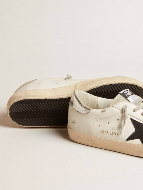 Golden Goose Men's Super-Star In White Leather With Black Nubuck Star And Silver Metallic Leather Heel Tab Men Super-Star - Image 3