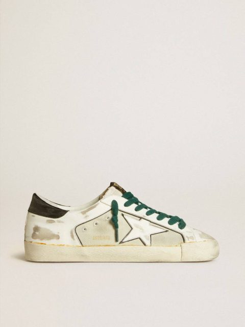 Golden Goose Men’s Super-Star Lab In White Leather With White Star And Black Heel Tab Men Super-Star