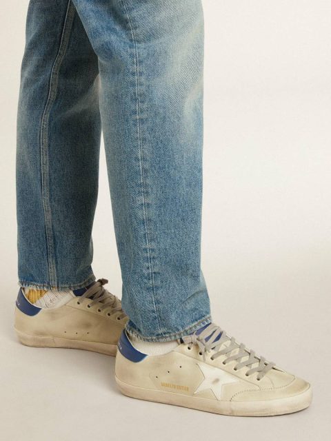 Golden Goose Men's Super-Star Ltd In Nubuck With White Leather Star And Blue Heel Tab Super-Star Men - Image 3