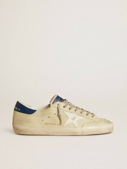 Golden Goose Men's Super-Star Ltd In Nubuck With White Leather Star And Blue Heel Tab Super-Star Men