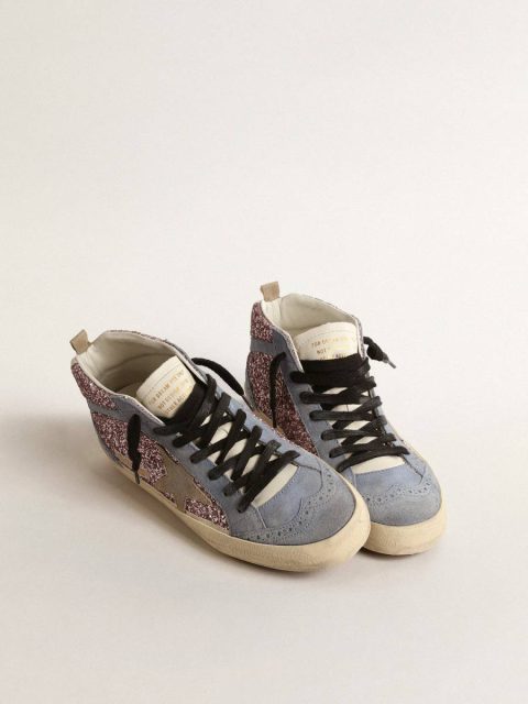 Golden Goose Mid Star Mid Star Ltd In Lilac Glitter With Light Blue Suede Inserts Women - Image 2