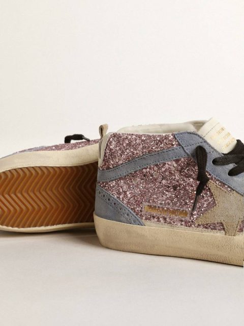 Golden Goose Mid Star Mid Star Ltd In Lilac Glitter With Light Blue Suede Inserts Women - Image 4