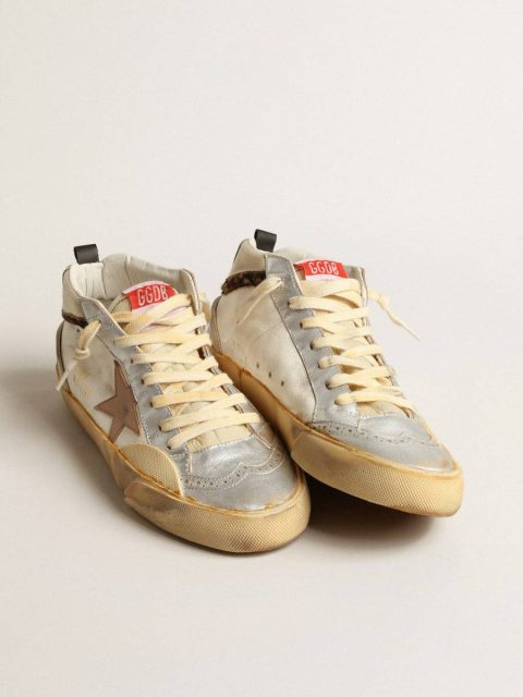 Golden Goose Mid Star Mid Star Ltd With Silver Metallic Leather Inserts And Pink Star Women - Image 2