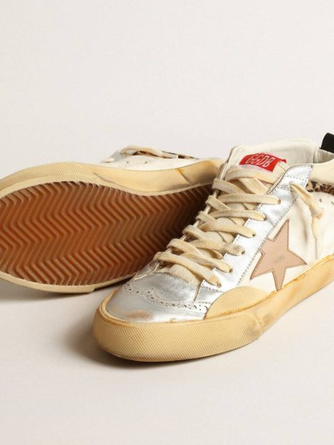 Golden Goose Mid Star Mid Star Ltd With Silver Metallic Leather Inserts And Pink Star Women - Image 3