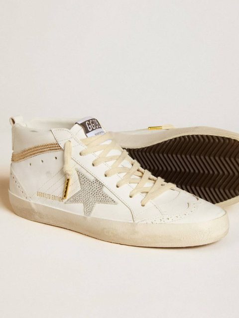 Golden Goose Mid Star Mid Star Ltd With Star And Heel Tab In Suede With Swarovski Crystals White Women - Image 3
