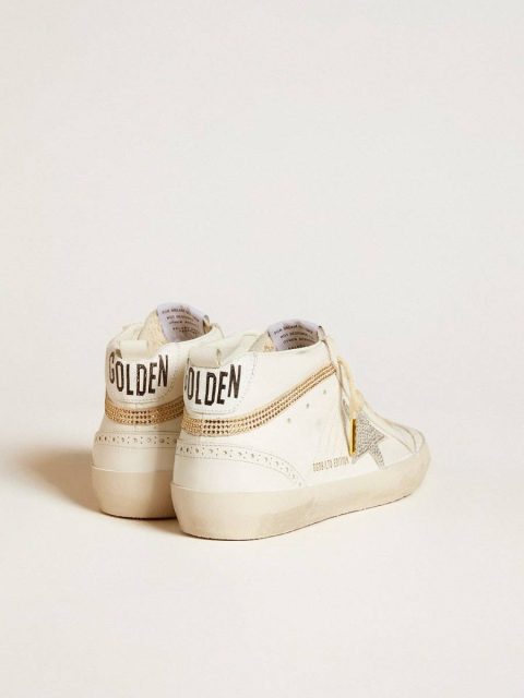 Golden Goose Mid Star Mid Star Ltd With Star And Heel Tab In Suede With Swarovski Crystals White Women - Image 4
