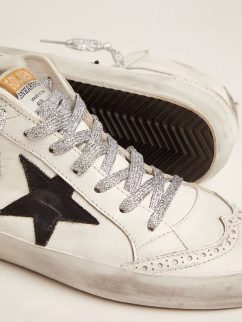 Golden Goose Mid Star Women Women's Mid Star With Laminated Heel Tab And Glitter Laces - Image 3
