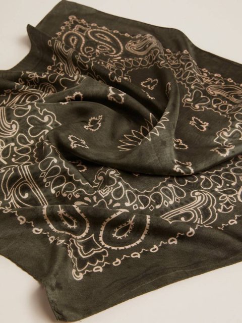 Golden Goose Moss Green Silks & Scarves Moss-Green Scarf With Paisley Pattern Women - Image 2