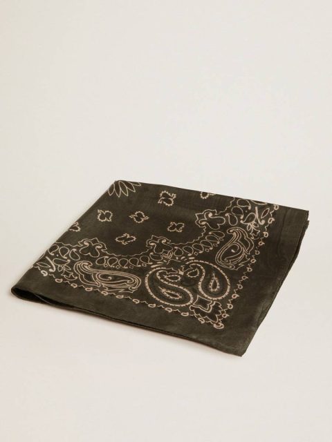 Golden Goose Moss Green Silks & Scarves Moss-Green Scarf With Paisley Pattern Women