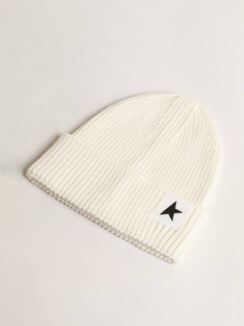 Golden Goose Off-White Cotton Beanie With Contrasting Black Star Topwear Selection (4-12 Years) Kids Off-White - Image 2