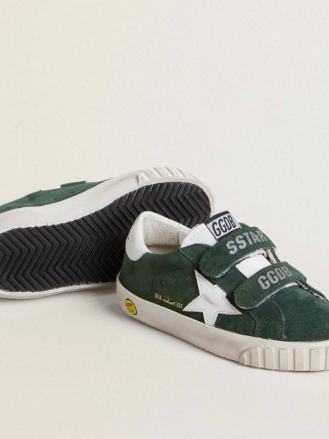 Golden Goose Old School Junior In Green Suede With White Leather Star And Heel Tab Little Boys (1-3 Years) Kids - Image 3