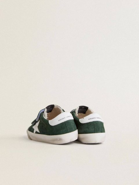 Golden Goose Old School Junior In Green Suede With White Leather Star And Heel Tab Little Boys (1-3 Years) Kids - Image 4