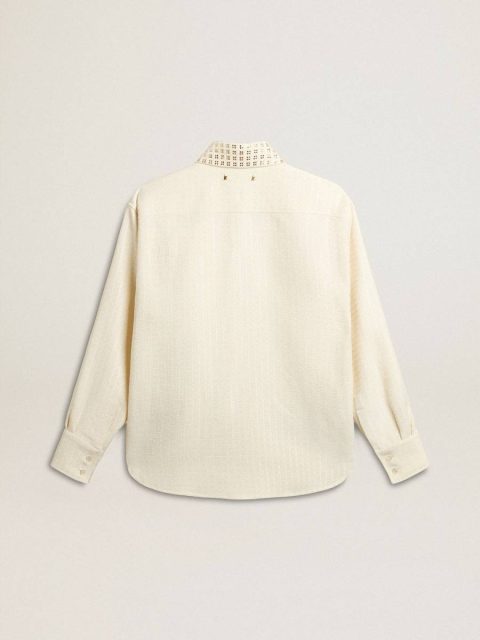Golden Goose Papyrus Women's Viscose And Cotton Blend Shirt With Crystal-Embellished Collar Shirts Women - Image 2