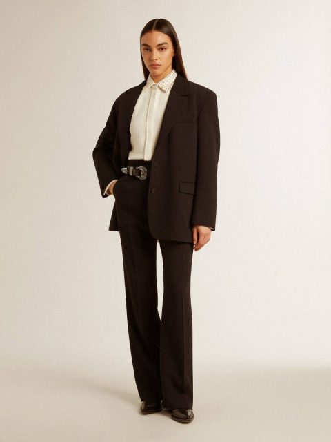 Golden Goose Papyrus Women's Viscose And Cotton Blend Shirt With Crystal-Embellished Collar Shirts Women - Image 4