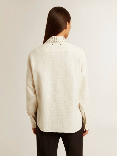 Golden Goose Papyrus Women's Viscose And Cotton Blend Shirt With Crystal-Embellished Collar Shirts Women - Image 5