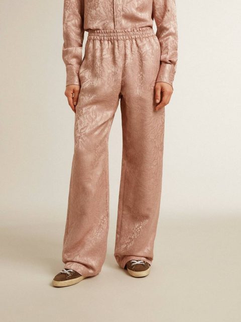 Golden Goose Pink Jeans & Pants Women's Pink Viscose Pants With Floral Pattern Women - Image 2