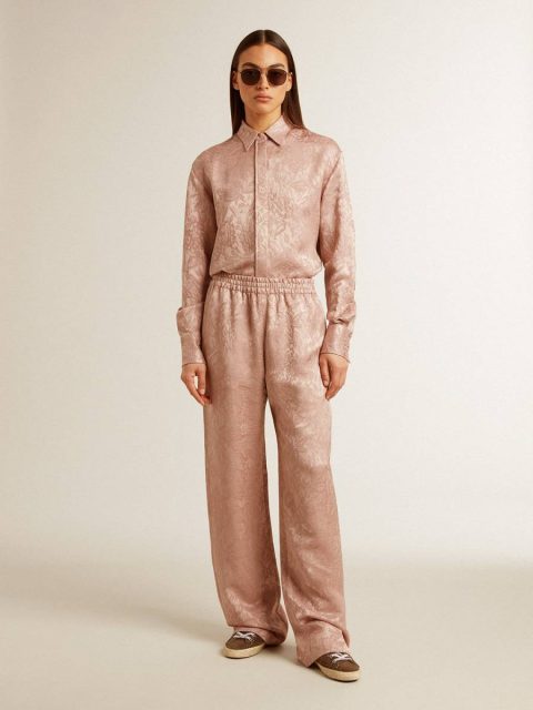 Golden Goose Pink Jeans & Pants Women's Pink Viscose Pants With Floral Pattern Women - Image 3