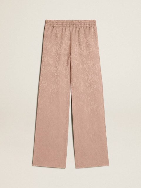 Golden Goose Pink Jeans & Pants Women's Pink Viscose Pants With Floral Pattern Women