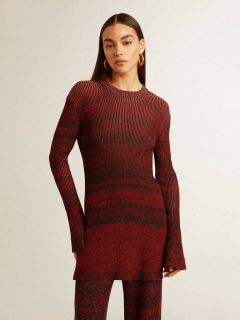 Golden Goose Purple Grape Women Dresses & Jumpsuits Irregular-Striped Cotton Dress - Image 3
