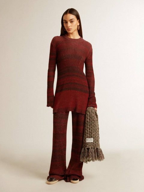 Golden Goose Purple Grape Women Dresses & Jumpsuits Irregular-Striped Cotton Dress - Image 4