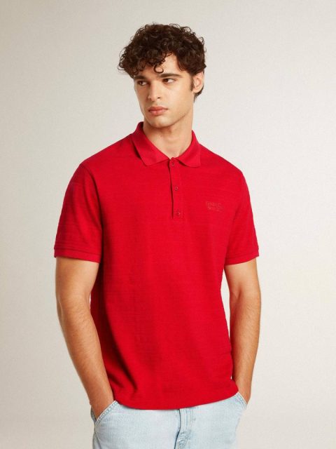 Golden Goose Red T-Shirts & Polo Shirts Men's Polo Shirt In Red Cotton Piquet Men - Image 2