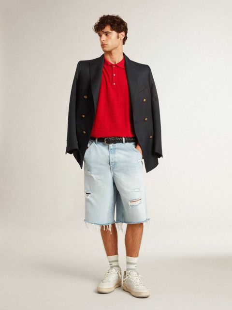 Golden Goose Red T-Shirts & Polo Shirts Men's Polo Shirt In Red Cotton Piquet Men - Image 3