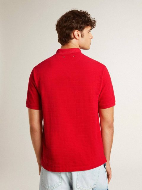 Golden Goose Red T-Shirts & Polo Shirts Men's Polo Shirt In Red Cotton Piquet Men - Image 4