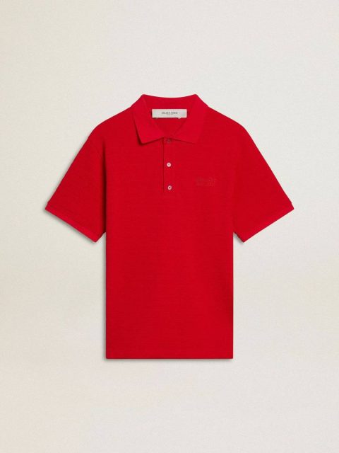 Golden Goose Red T-Shirts & Polo Shirts Men's Polo Shirt In Red Cotton Piquet Men