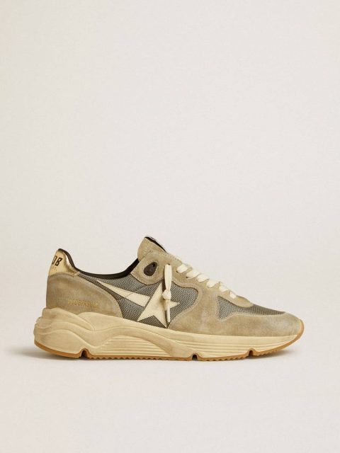 Golden Goose Running Sole In Gray Suede With White Star And White Heel Tab Running Sole Men