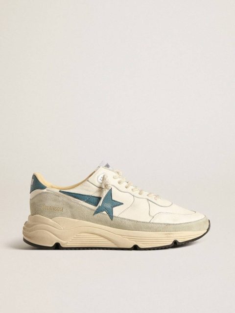 Golden Goose Running Sole In Nappa With Blue Leather Star And Suede Insert Men Running Sole