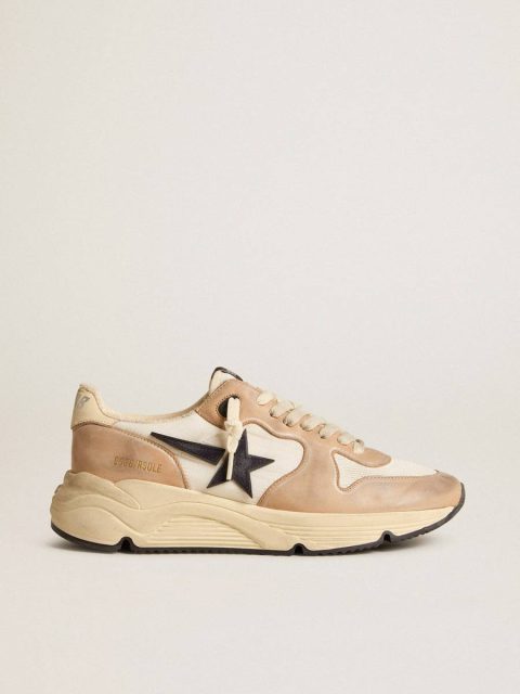Golden Goose Running Sole In Nylon And Nubuck With Dark Blue Suede Star Running Sole Men