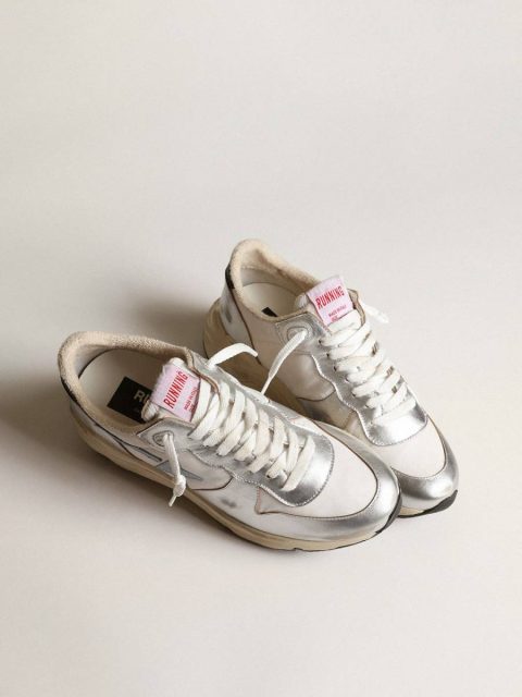 Golden Goose Running Sole In Nylon And Silver Metallic Leather With Light Blue Star Women Running Sole - Image 2