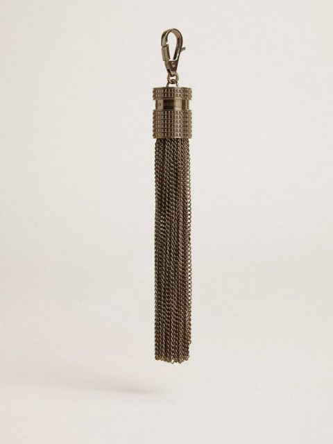 Golden Goose Silver Tassel-Shaped Charm In Silver-Colored Brass With Crystals Bag Accessories Women