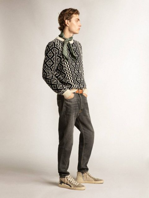 Golden Goose Slide In Beige Mesh And Nylon With Blue Leather Star And Flash Slide Men - Image 3
