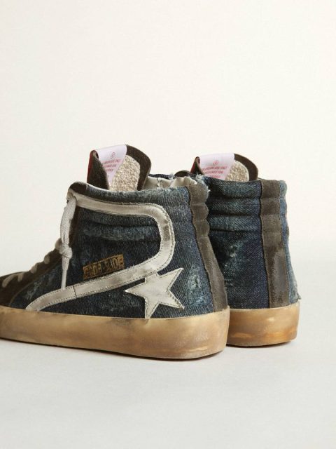 Golden Goose Slide In Midnight-Blue Denim With White Leather Star Women Slide - Image 4
