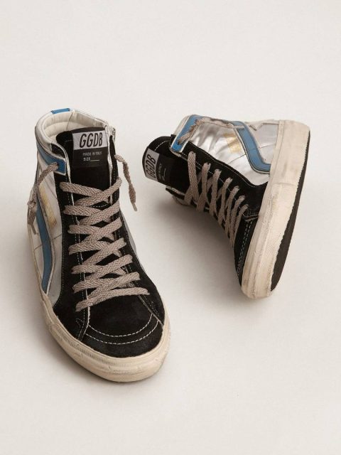 Golden Goose Slide Men Slide In Silver Metallic Leather With White Leather Star - Image 2