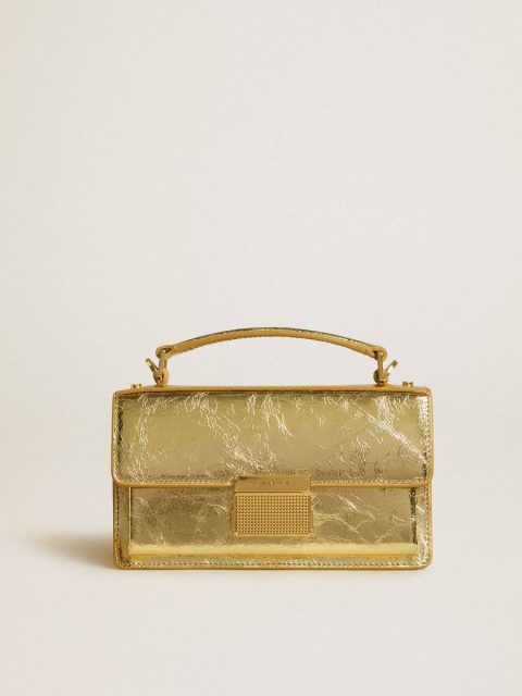 Golden Goose Small Venezia Bag In Gold Metallic Leather With Gold Details Women Gold Crossbody Bags