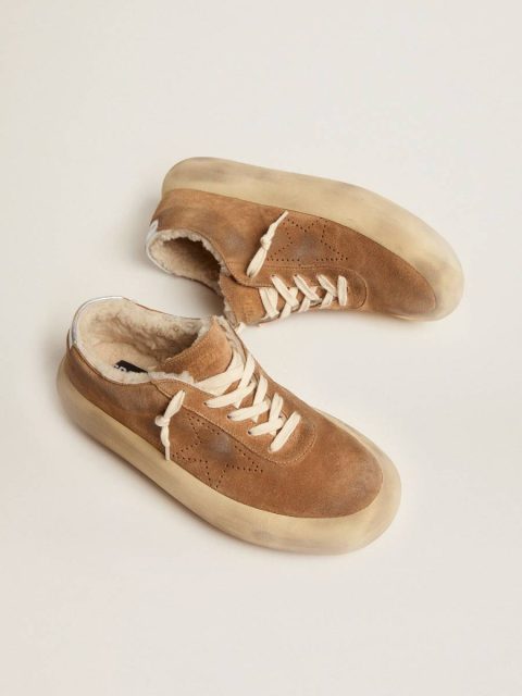 Golden Goose Space-Star Men Men's Space-Star In Tobacco-Colored Suede And Shearling Lining - Image 2