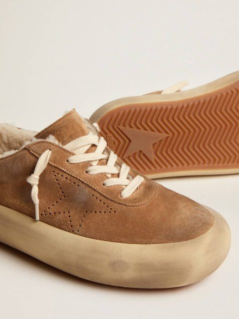 Golden Goose Space-Star Men Men's Space-Star In Tobacco-Colored Suede And Shearling Lining - Image 4
