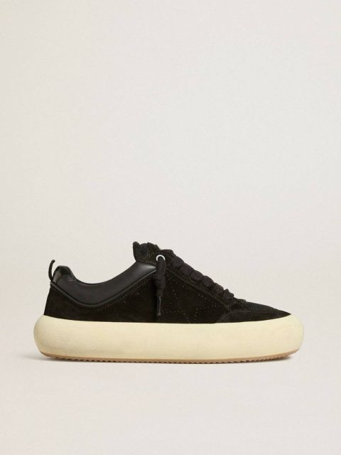 Golden Goose Space-Star Men's Space-Star Cube In Black Suede With Perforated Star Men
