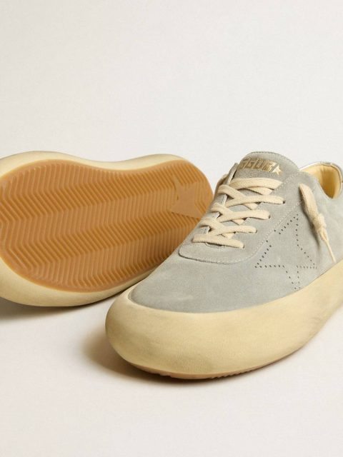 Golden Goose Space-Star Men's Space-Star Shoes In Ice-Gray Suede With Perforated Star Men - Image 4